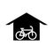 Parking bike inside garage transport silhouette style icon design