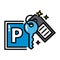 Parking black outline icon sharing economy concept colorful