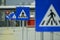 Parking for cars with crossing sign installed in a multi-storey car parking.