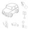 Parking for cars outline icons in set collection for design. Equipment and service vector symbol stock web illustration.