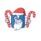 Parking disc Cartoon character in Santa costume with candy