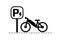 Parking for electric bicycles sign, place for charging