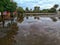 Parking flooded after heavy rain