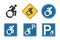 Parking for handicap disabled sign, wheelchair and disability icon set
