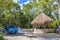 Parking lot at the cave sinkhole cenote Tajma ha Mexico