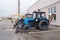 Parking lot construction equipment. Tractors