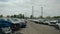 Parking lot with many broken cars. wide shot. New-York USA September 12. 2022