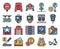 Parking lot related filled icon set 3, vector illustration