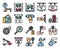 Parking lot related filled icon set 4, vector illustration
