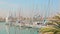 Parking many ships with sails yacht floating Eastern Bosphorus sea