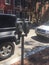 Parking meter on Philadelphia Washington Square West, Red Brick sidewalk, Sunny Day Street scene