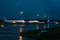 Parking of passenger aircraft at the airport. Evening rain