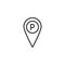 Parking place location pin line icon