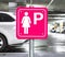 Parking place only for women inside the public garage.