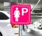 Parking place only for women inside the public garage.