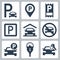 Parking related icons in glyph style