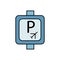 parking, sign, airport line colored icon. elements of airport, travel illustration icons. signs, symbols can be used for web, logo