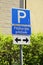 Parking sign, allowing left/right of parking sign