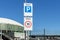 Parking sign at the entrance for vehicles to the Sports Center of Platinum Ice Arena of Krasnoyarsk