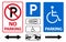 Parking sign icon vector set. Paid and for disabled people, car evacuation