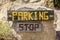 PARKING STOP, a parking zone signpost