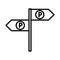 Parking traffic arrows sign guidance transport line style icon design