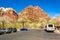 Parking and visitor center in Zion National Park located in the USA in