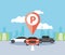 parking zone urban scene icon