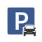 Parking zone vector icon with car symbol top view