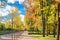Parkland in Kadriorg park at golden autumn. Tallinn, Estonia