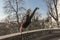 Parkour acrobat in action in Zagreb, Croatia