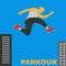 Parkour figure illustration flat elements