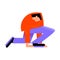 Parkour young man in blue pants doing a jump trick. Vector illustration in a flat cartoon style.