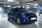 Parliament Blue colored Mini Cooper Countryman Brand car in the parking lot of Hilltown Shopping mall Izmir Mavisehir Turkey