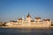 The Parliament Building in Budapest, Hungary, in the evening sun