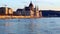 Parliament and Danube River in sunset light, Budapest, Hungary