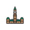 Parliament Hill, Ottawa flat color line icon.