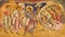 PARMA, ITALY - APRIL 16, 2018: The fresco Jesus healing the ten lepers in byzantine iconic style in Baptistery