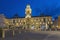 PARMA, ITALY - APRIL 18, 2018: The palace Palazzo del Governatore - Governor`s palace at Piazza Garibaldi at dusk.