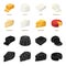 Parmesan, roquefort, maasdam, gauda.Different types of cheese set collection icons in black,cartoon style vector symbol