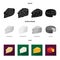Parmesan, roquefort, maasdam, gauda.Different types of cheese set collection icons in black, flat, monochrome style
