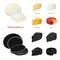 Parmesan, roquefort, maasdam, gauda.Different types of cheese set collection icons in cartoon,black style vector symbol