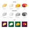 Parmesan, roquefort, maasdam, gauda.Different types of cheese set collection icons in cartoon,flat,monochrome style