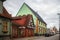 PARNU, ESTONIA - MAY 02, 2015: Old wooden buildings with half-timbered elements in historical center of Parnu on the Kuninga