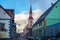 PARNU, ESTONIA - MAY 02, 2015: View of the old lutheran temple of Elizabeth 1744-1747 and other buildings in historical center