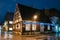 Parnu, Estonia. Night View Of Old Wooden Parnu Citizena s House