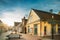 Parnu, Estonia. Old Houses On Puhavaimu Street In Sunny Winter Day