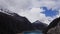 Paron lagoon, at Huascaran National Park, Peru. A blue lake in the Cordillera Blanca on the Andes. wide shot