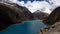 Paron lagoon, at Huascaran National Park, Peru. A green lake in the Cordillera Blanca on the Peruvian Andes