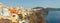 Paroramic view of small city at cliff